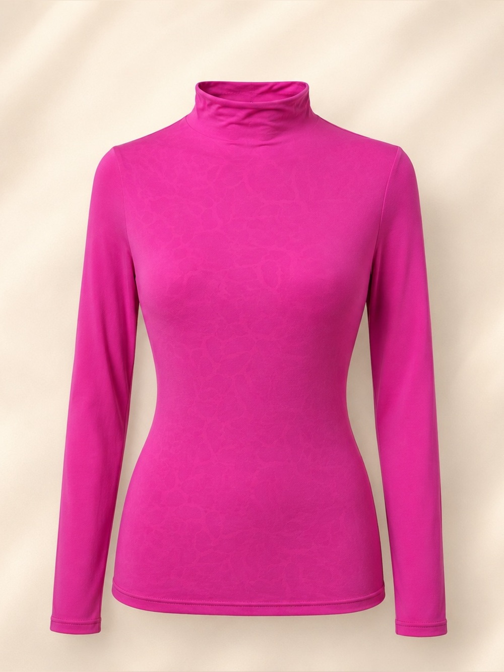 SKIMS Fits Everybody High Turtleneck Long Sleeve Top Neon Fuchsia Pink